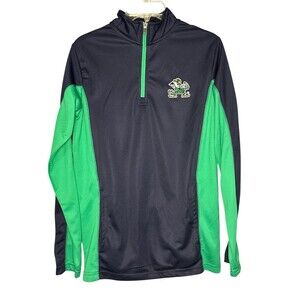 Champion Elite Quarter Zip Norte Dame Long Sleeve Navy Green Men’s Small